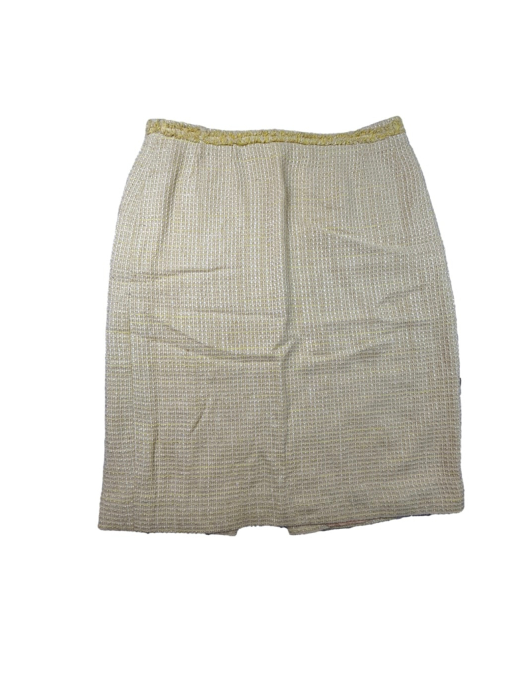 Tahari Arthur S Levine Yellow Tweed Skirt Suit Size 8 Fringe Trim 2 Piece - Picture 8 of 15